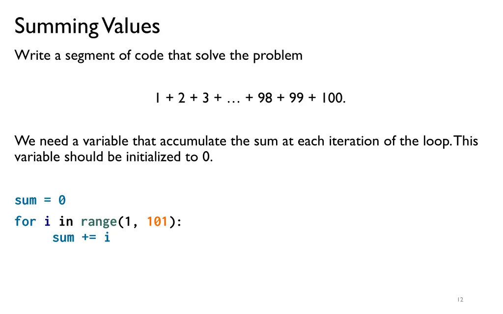 summing values