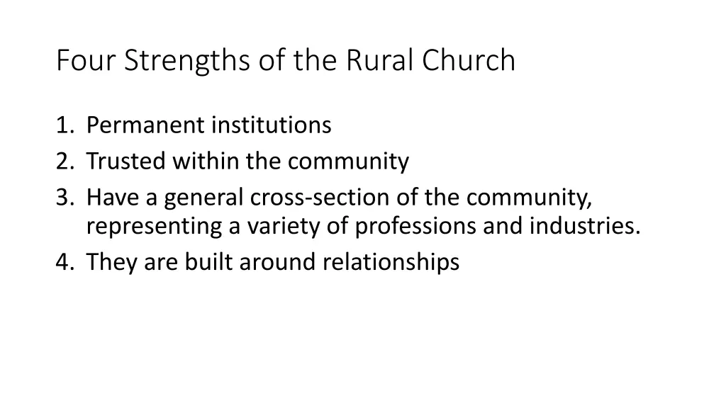 four strengths of the rural church