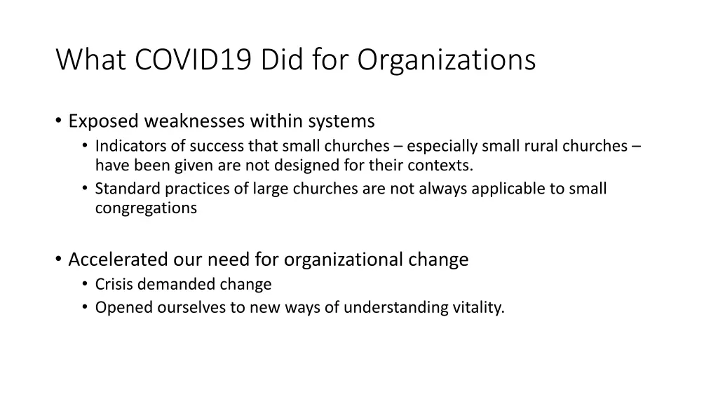 what covid19 did for organizations