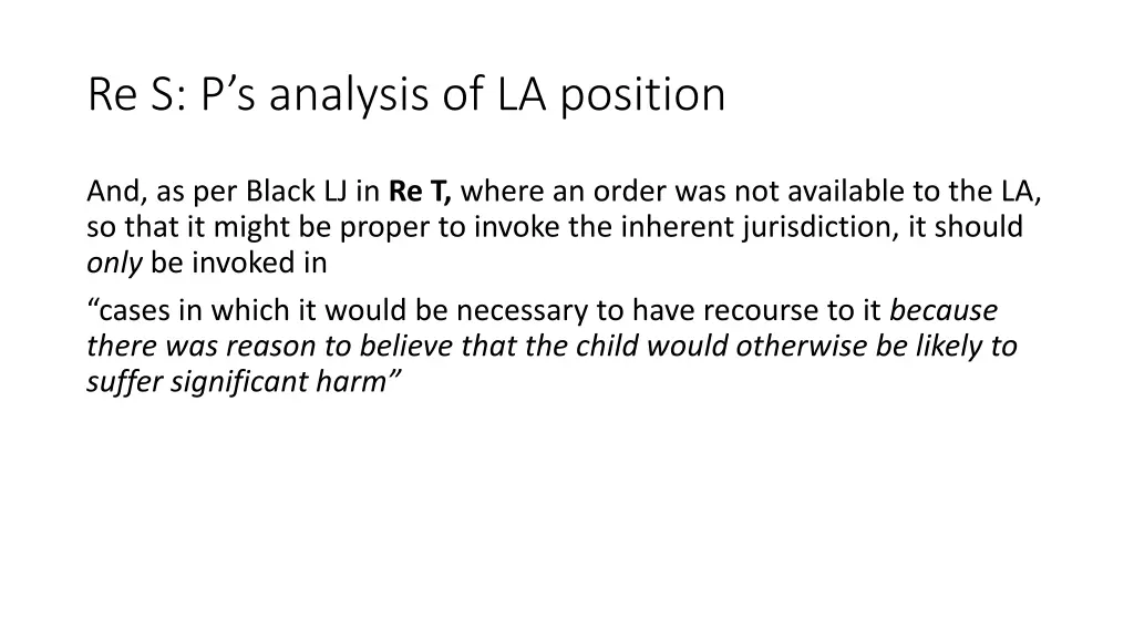 re s p s analysis of la position