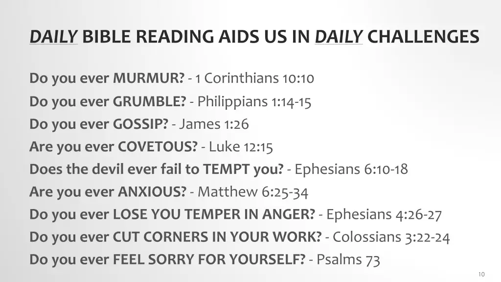 daily bible reading aids us in daily challenges