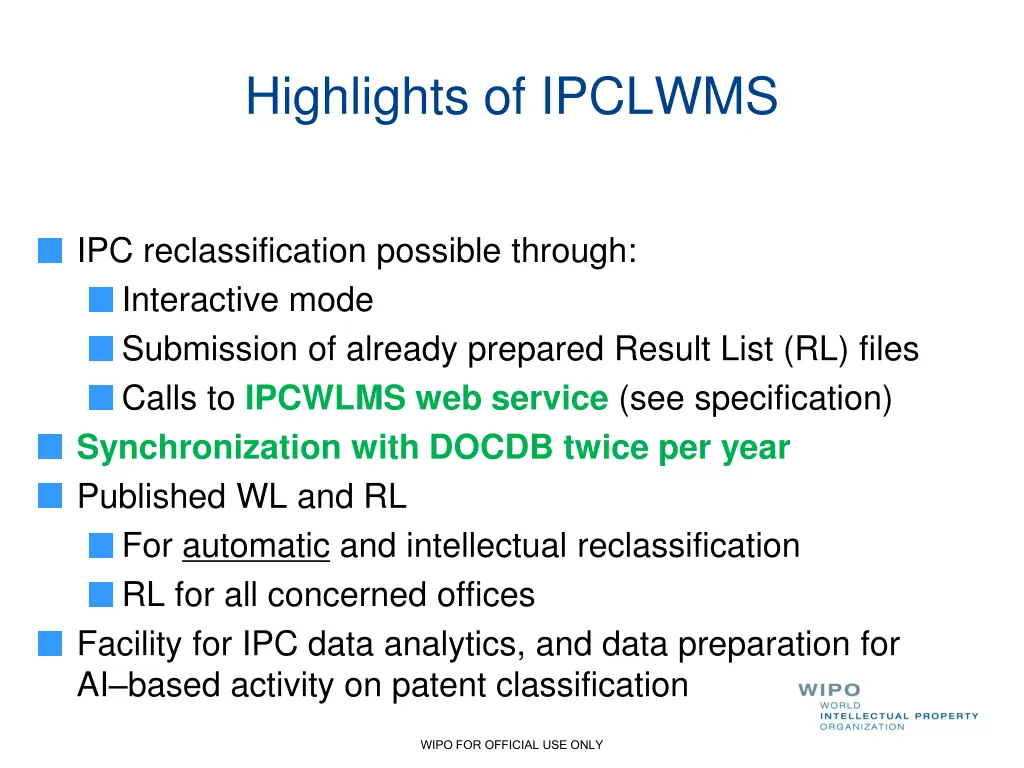 highlights of ipclwms