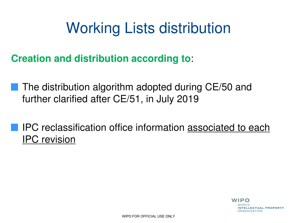 working lists distribution