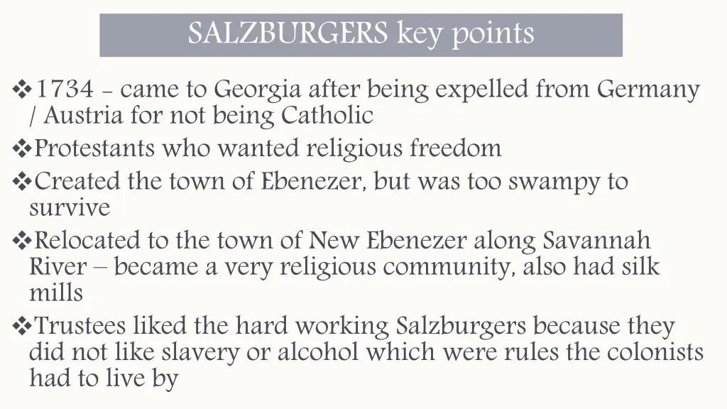 salzburgers key points