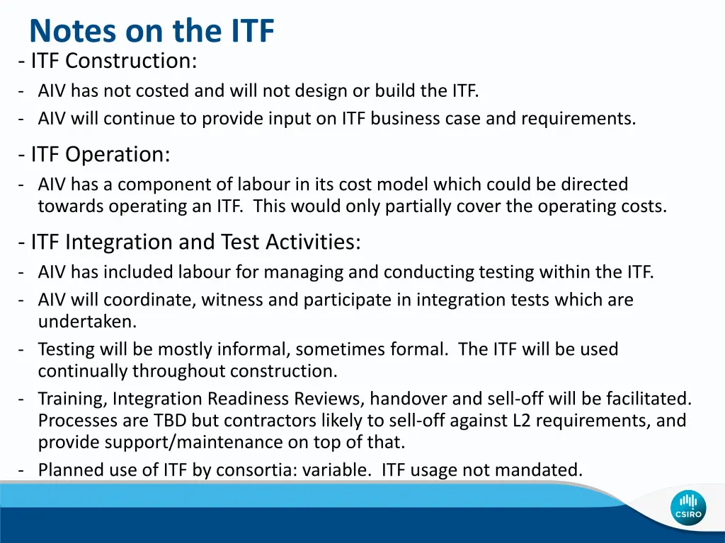 notes on the itf itf construction