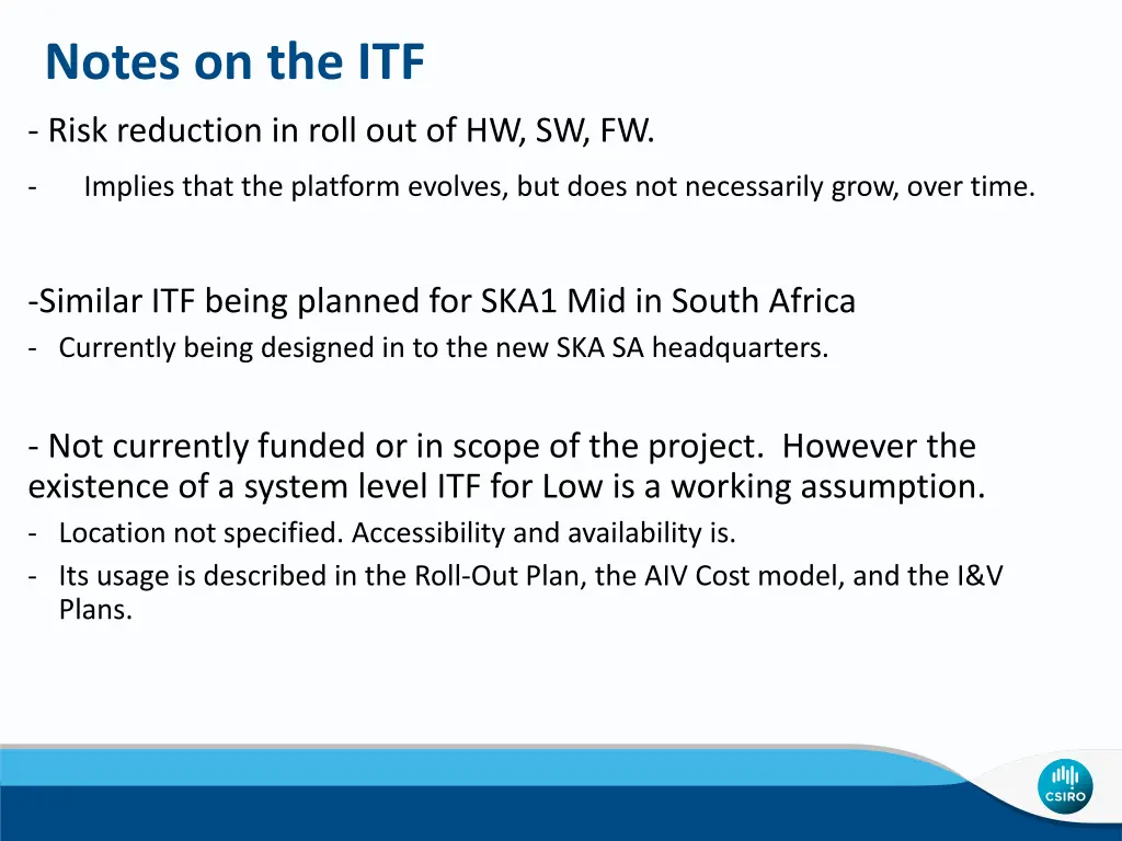 notes on the itf