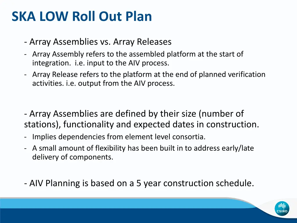 ska low roll out plan