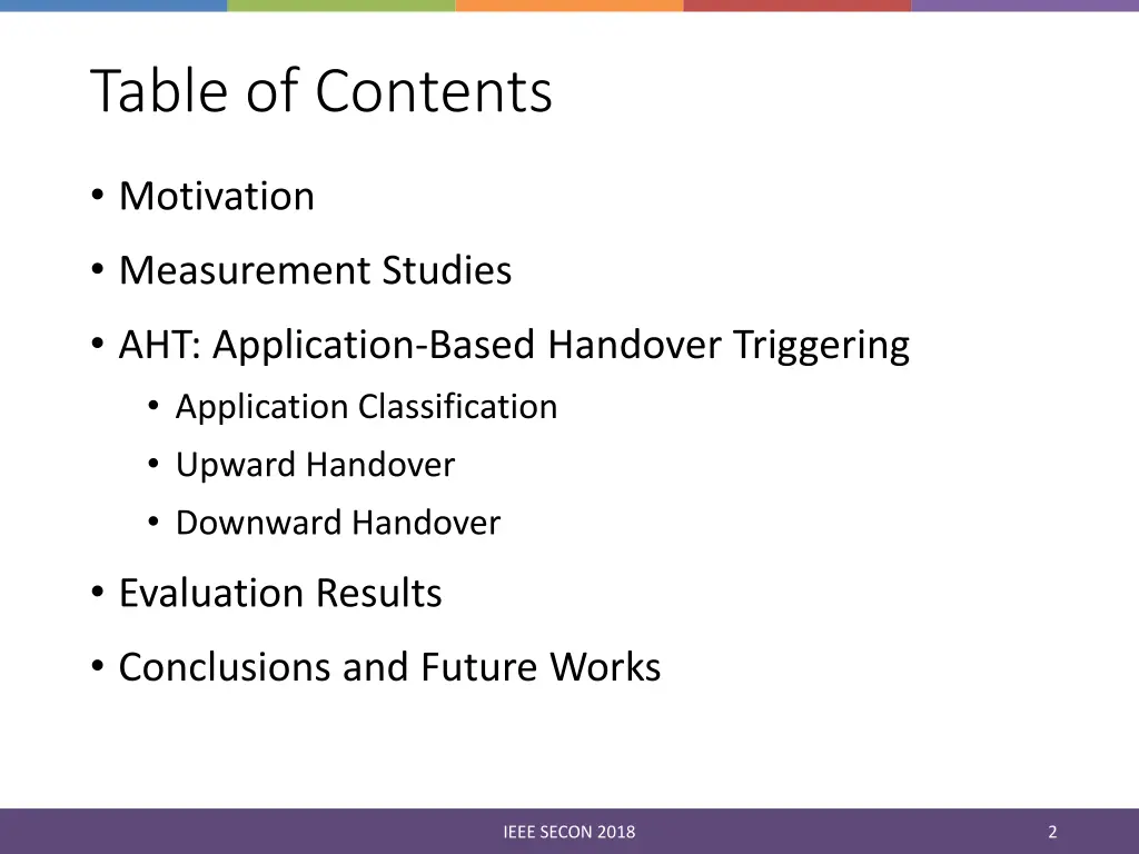 table of contents