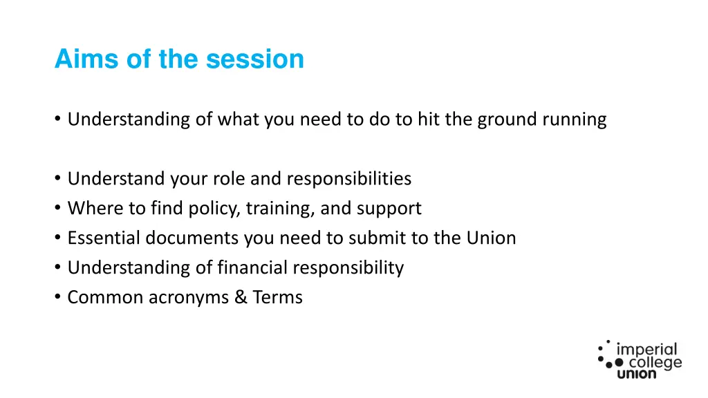 aims of the session