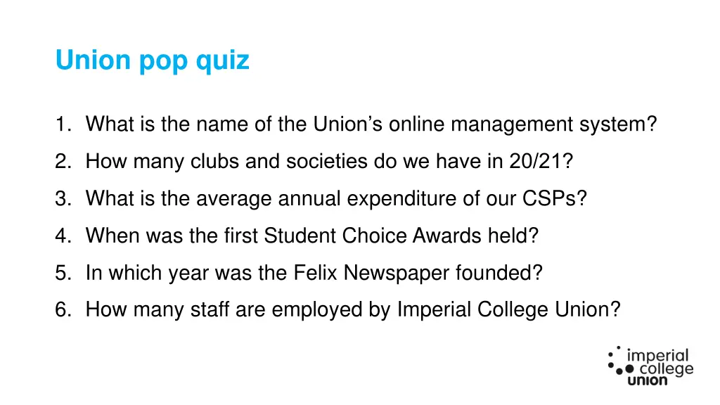 union pop quiz