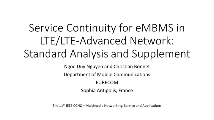 service continuity for embms in lte lte advanced