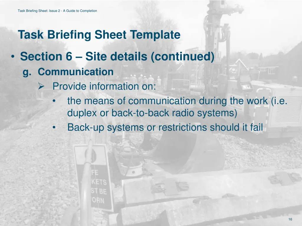 task briefing sheet issue 2 a guide to completion 14