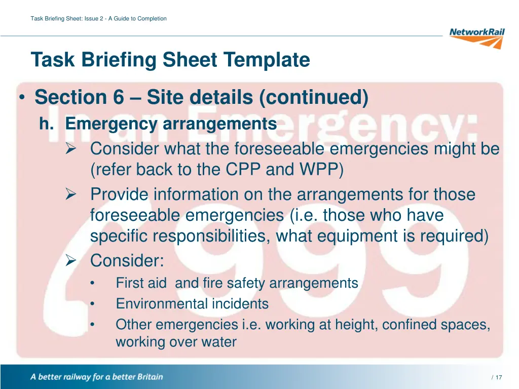 task briefing sheet issue 2 a guide to completion 15