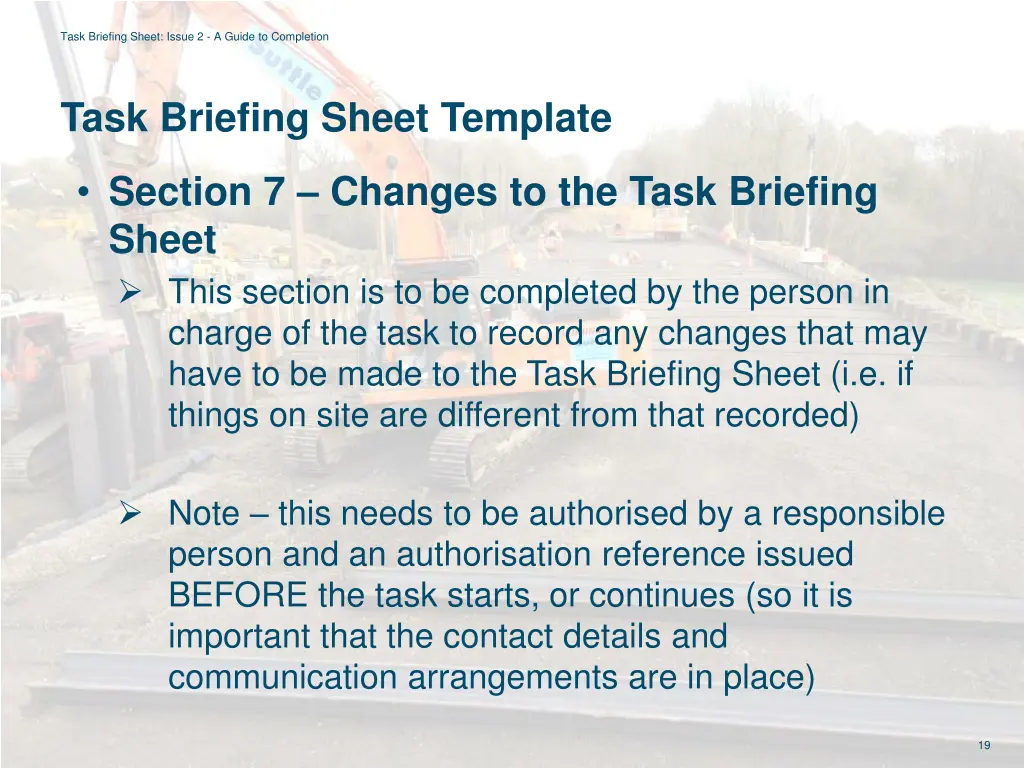 task briefing sheet issue 2 a guide to completion 17