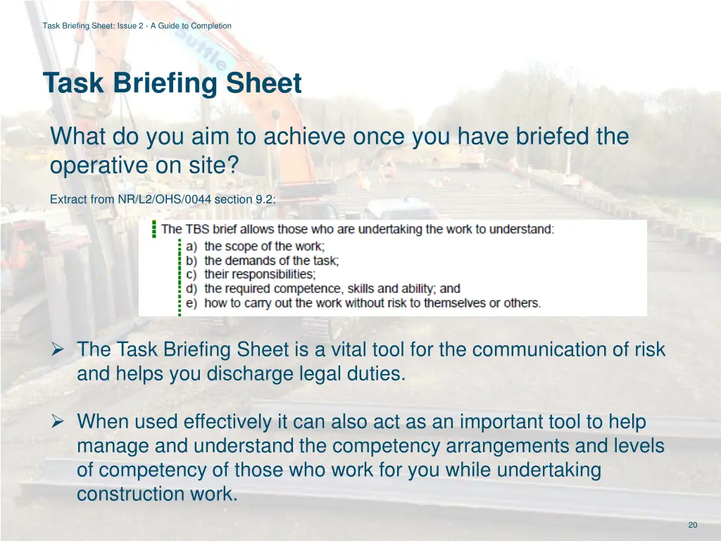 task briefing sheet issue 2 a guide to completion 18