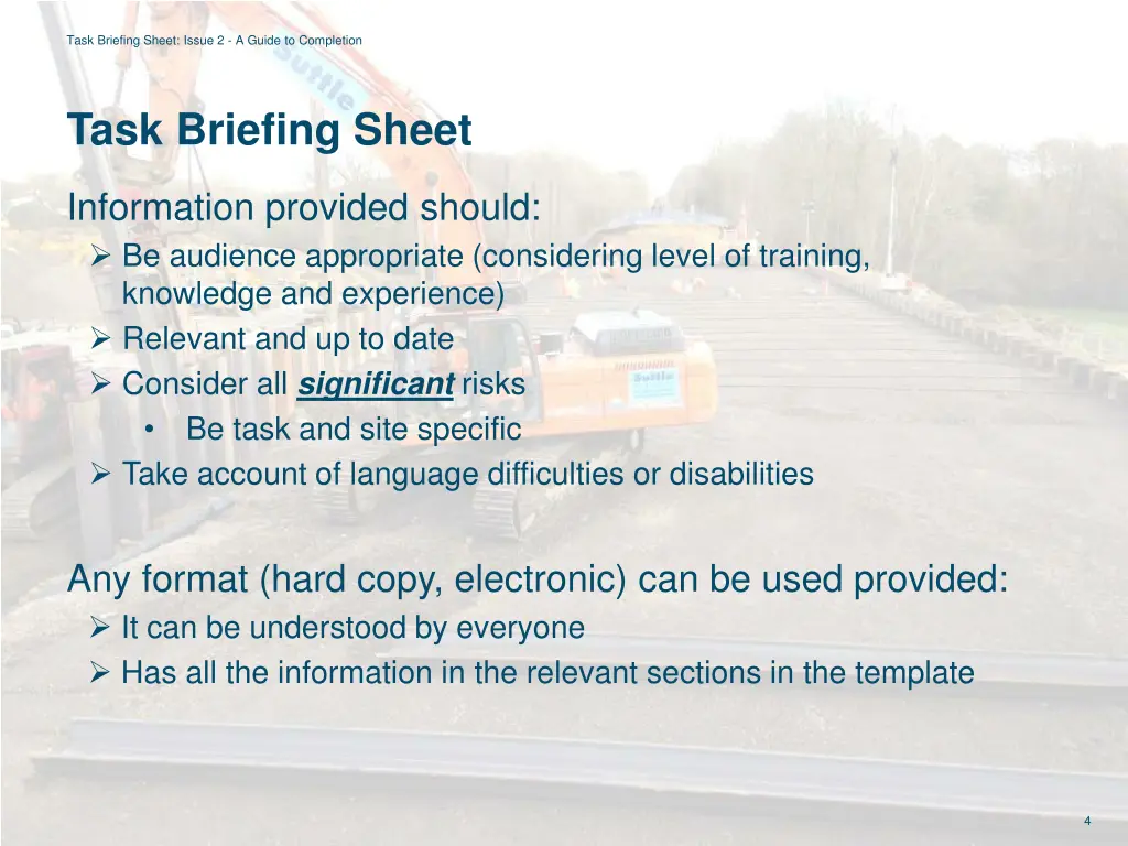 task briefing sheet issue 2 a guide to completion 2