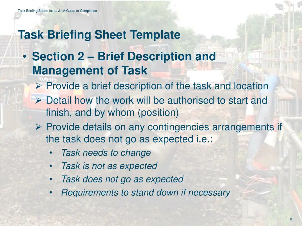 task briefing sheet issue 2 a guide to completion 6