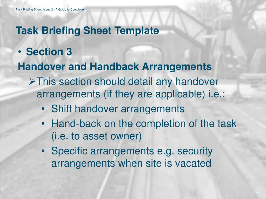 task briefing sheet issue 2 a guide to completion 7