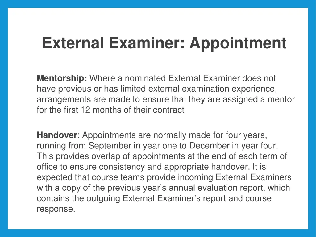 external examiner appointment