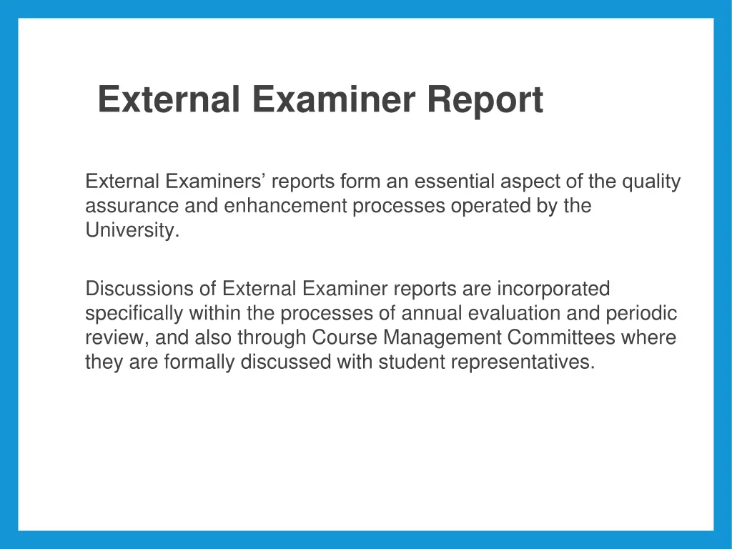 external examiner report