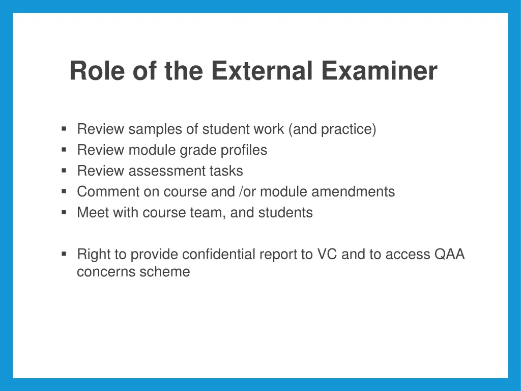 role of the external examiner 1