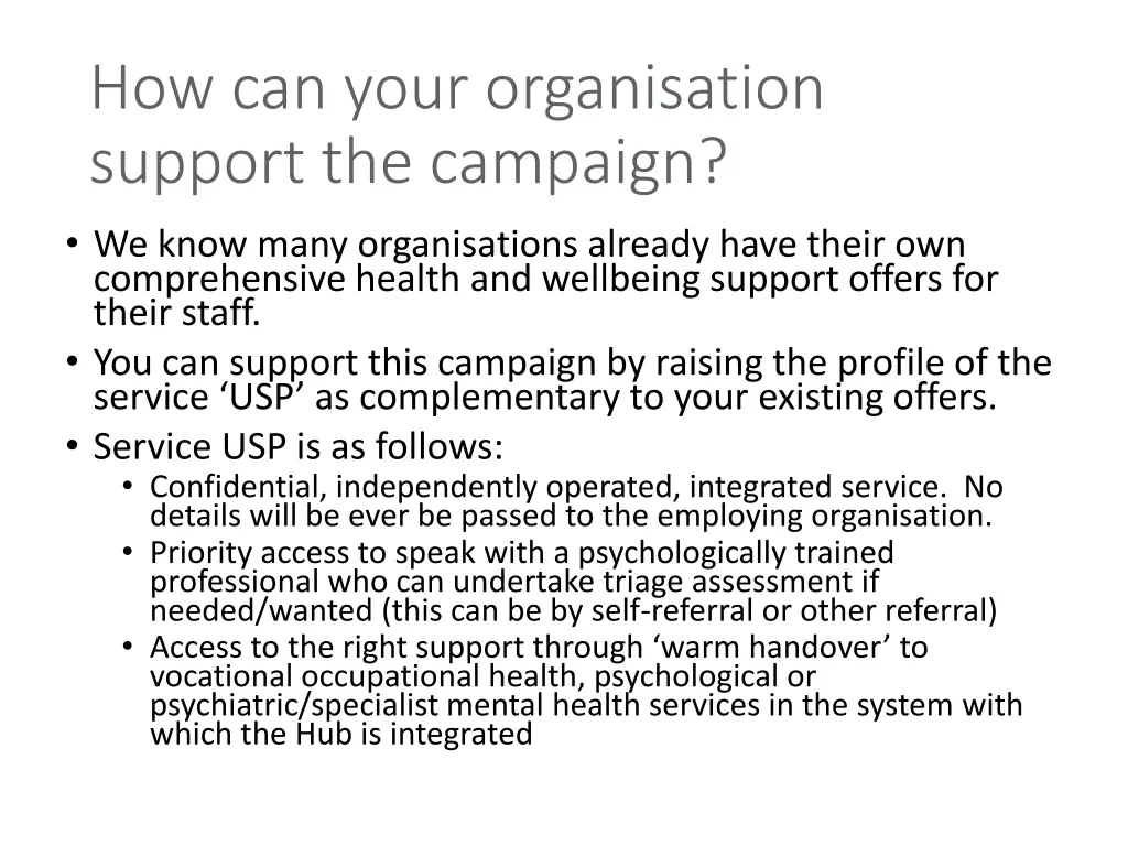 how can your organisation support the campaign