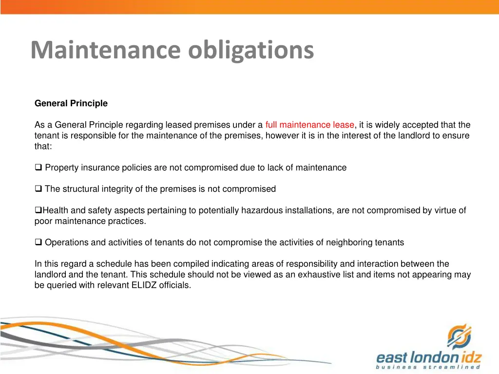 maintenance obligations 1