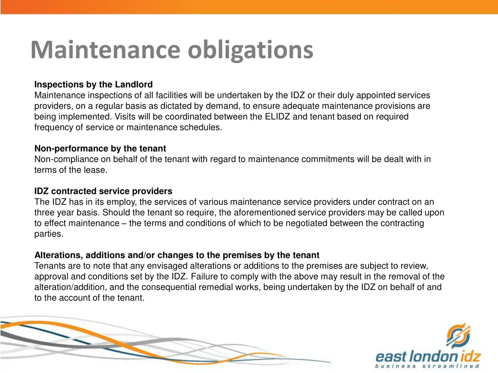 maintenance obligations 15