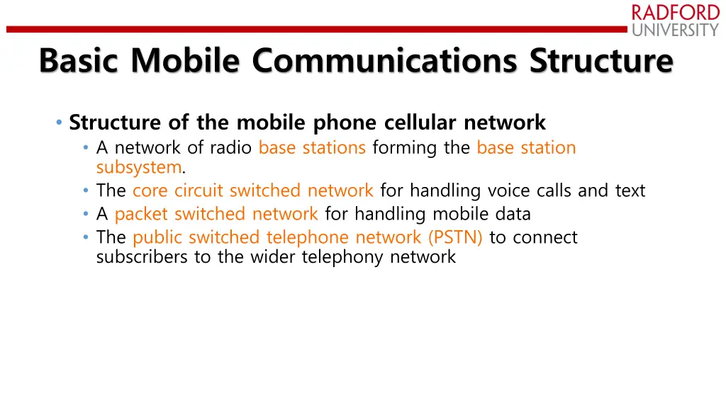 basic mobile communications structure