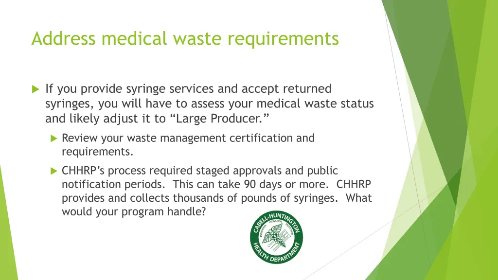 address medical waste requirements