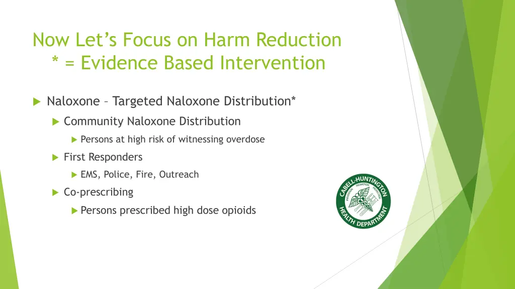 now let s focus on harm reduction evidence based