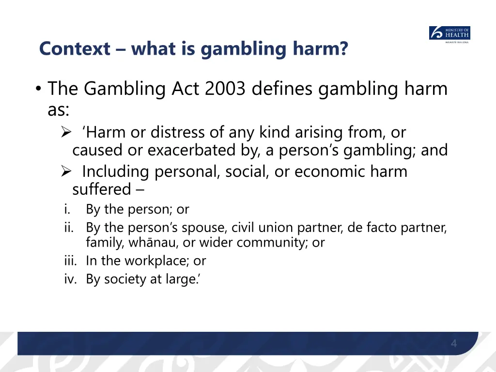 context what is gambling harm