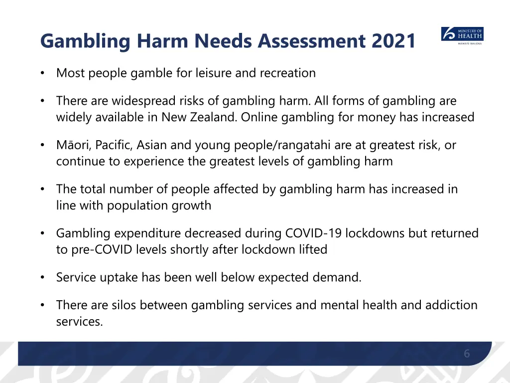 gambling harm needs assessment 2021