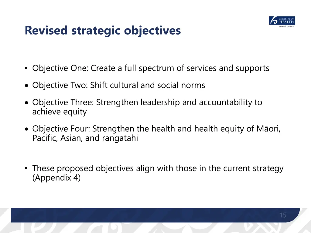 revised strategic objectives