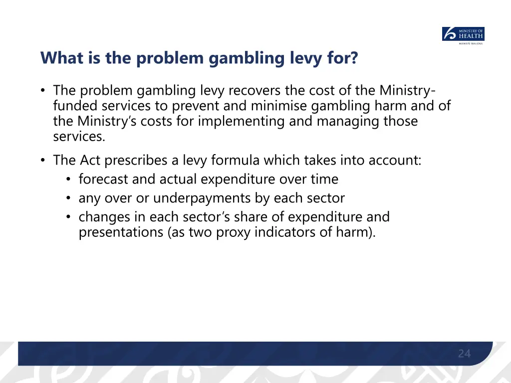 what is the problem gambling levy for