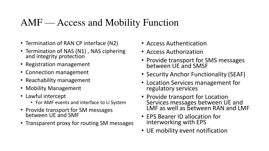 amf access and mobility function