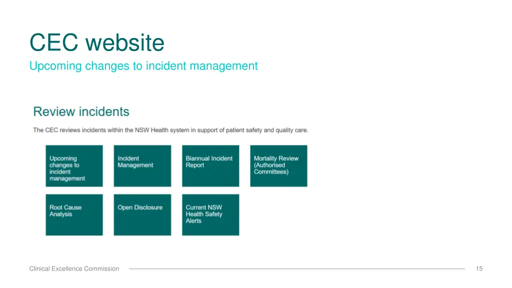 cec website upcoming changes to incident