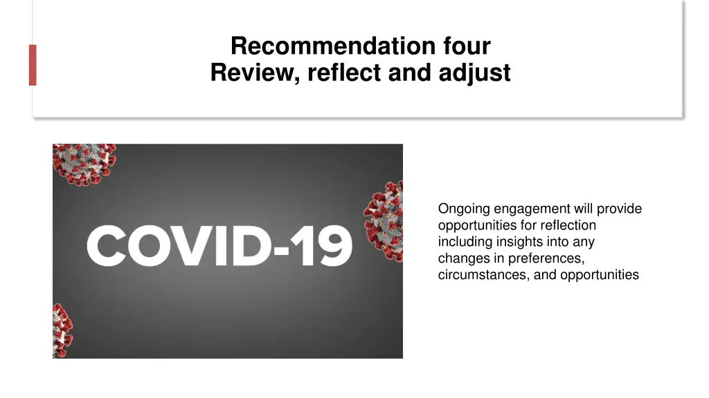 recommendation four review reflect and adjust
