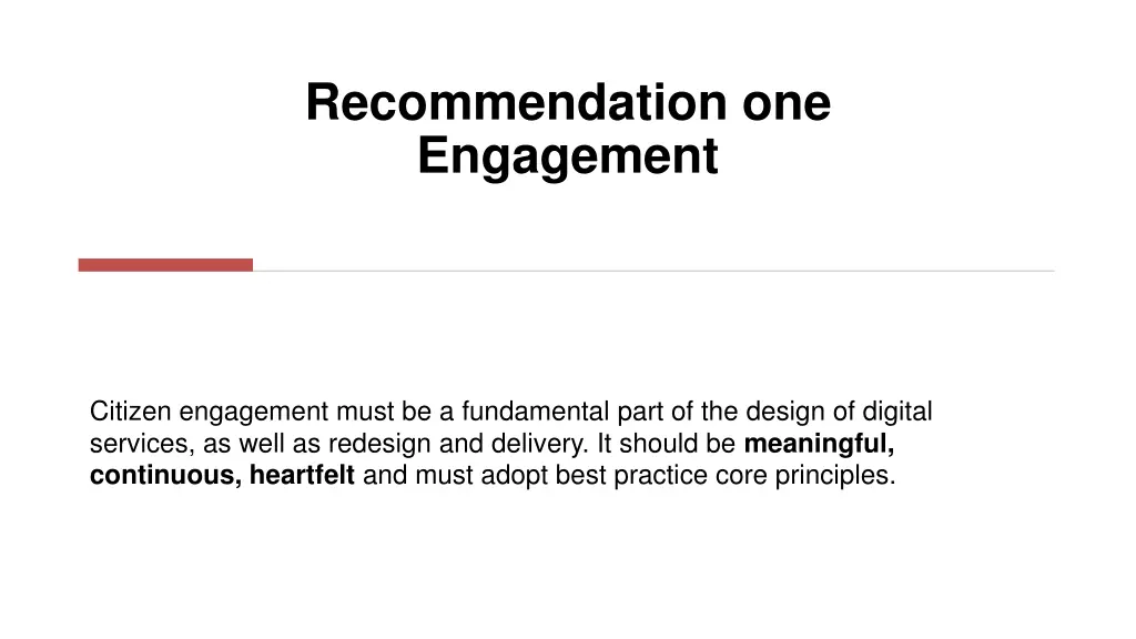 recommendation one engagement