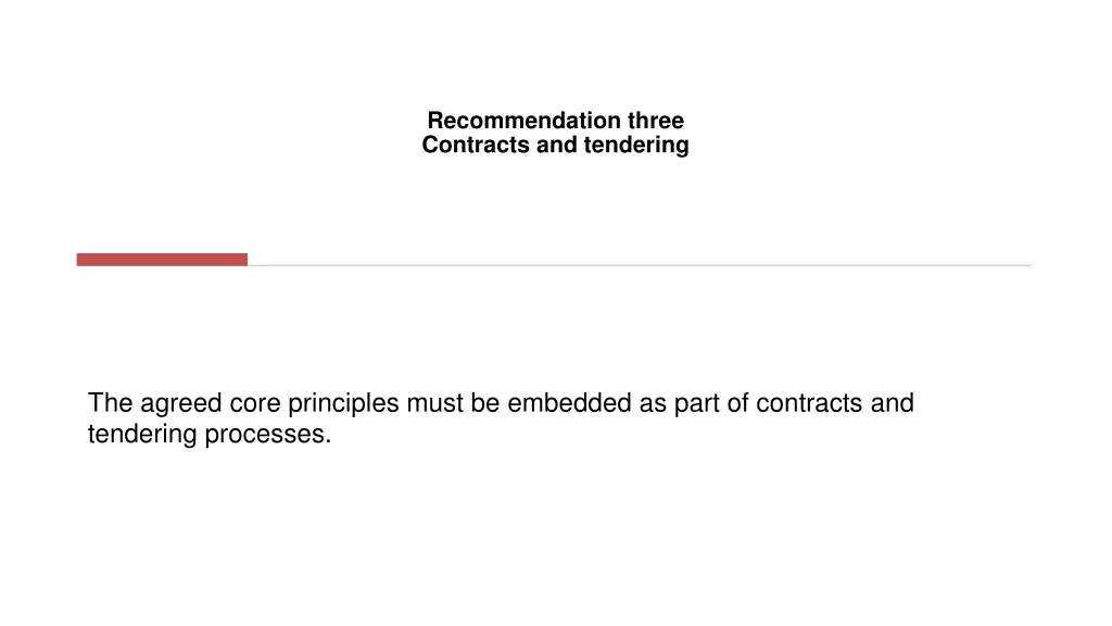 recommendation three contracts and tendering