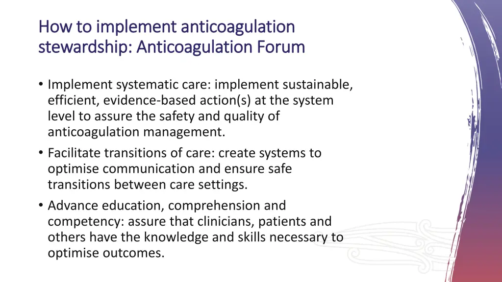 how to implement anticoagulation how to implement 1