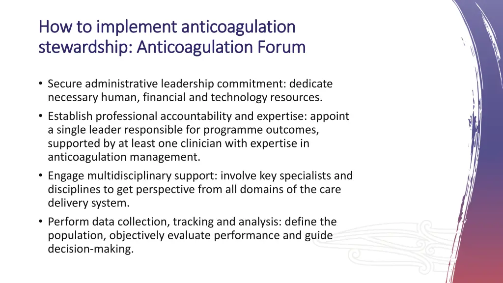 how to implement anticoagulation how to implement