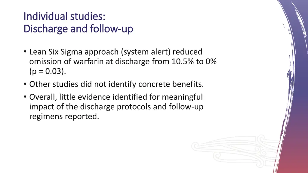 individual studies individual studies discharge