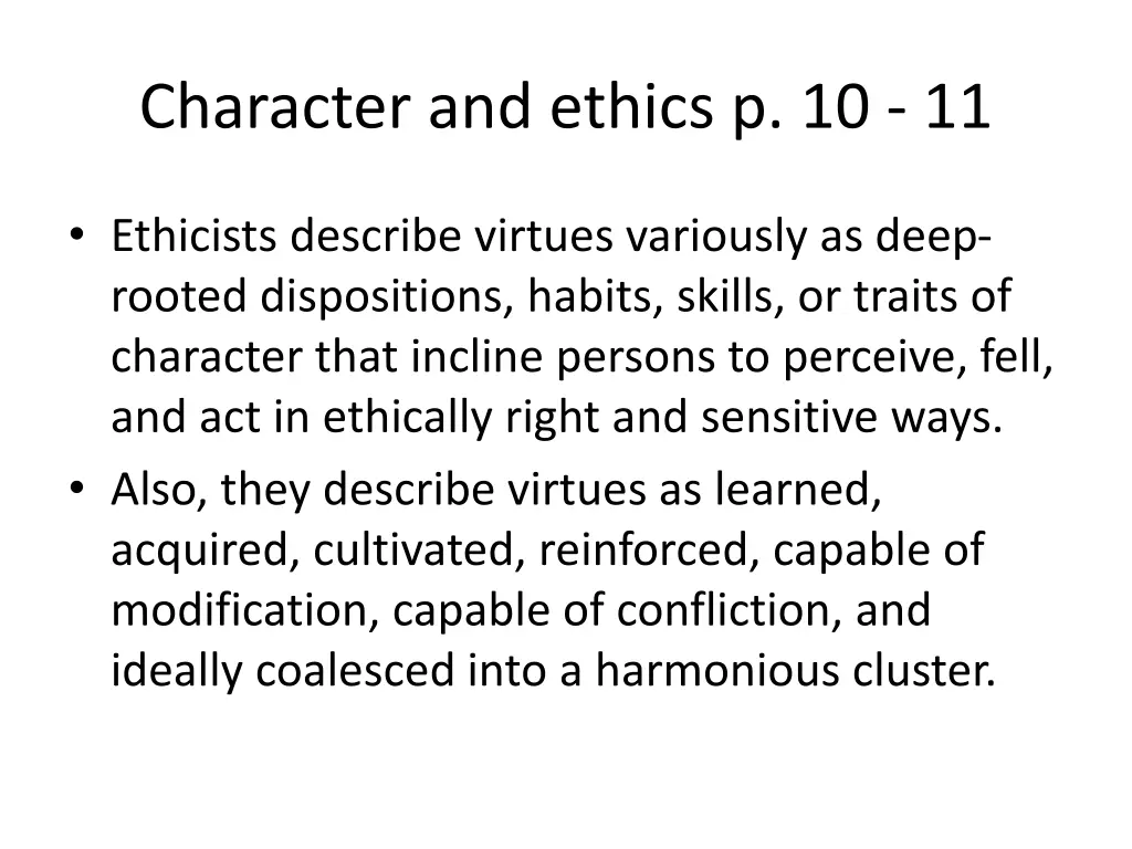 character and ethics p 10 11