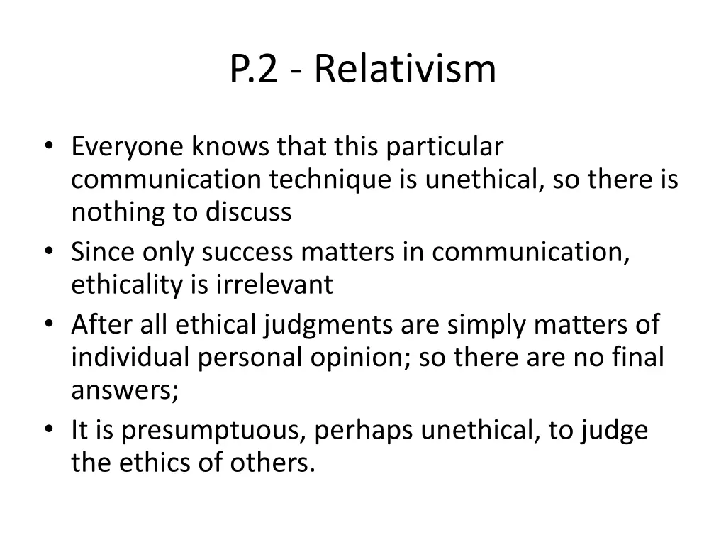 p 2 relativism