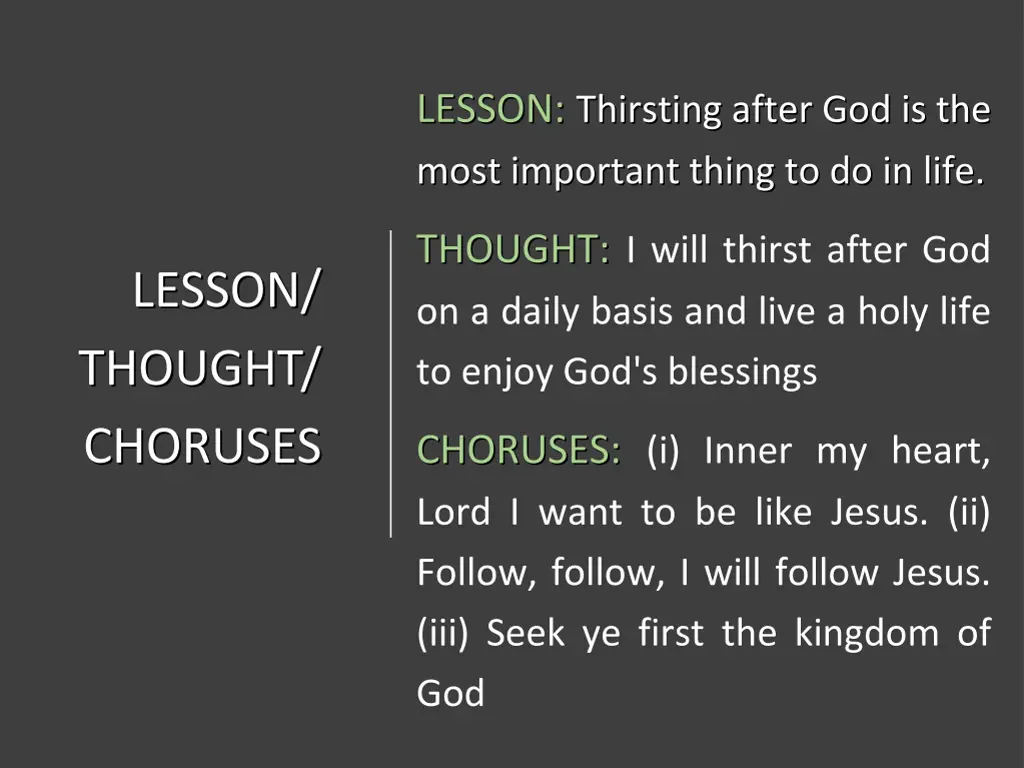 lesson thirsting after god is the most important