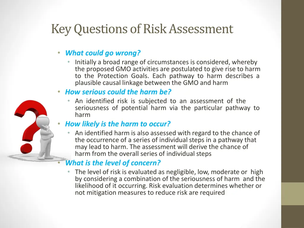 key questions of risk assessment