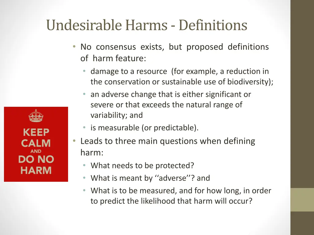 undesirable harms definitions