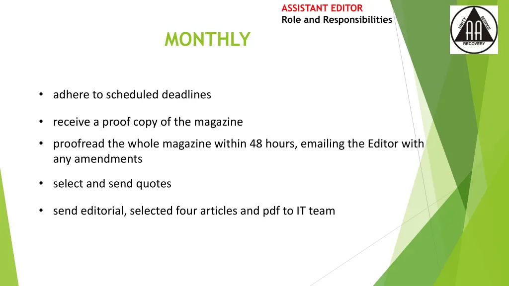 assistant editor role and responsibilities 2