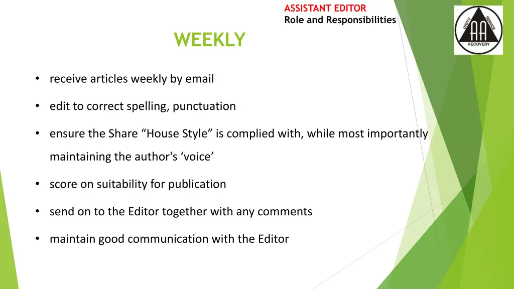 assistant editor role and responsibilities